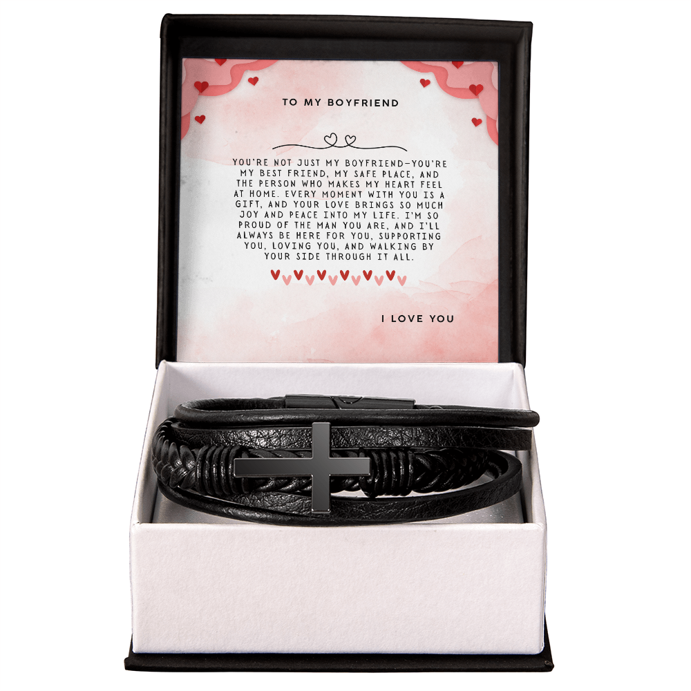 TO MY BOYFRIEND - I LOVE YOU - CROSS BRACELET GIFT SET