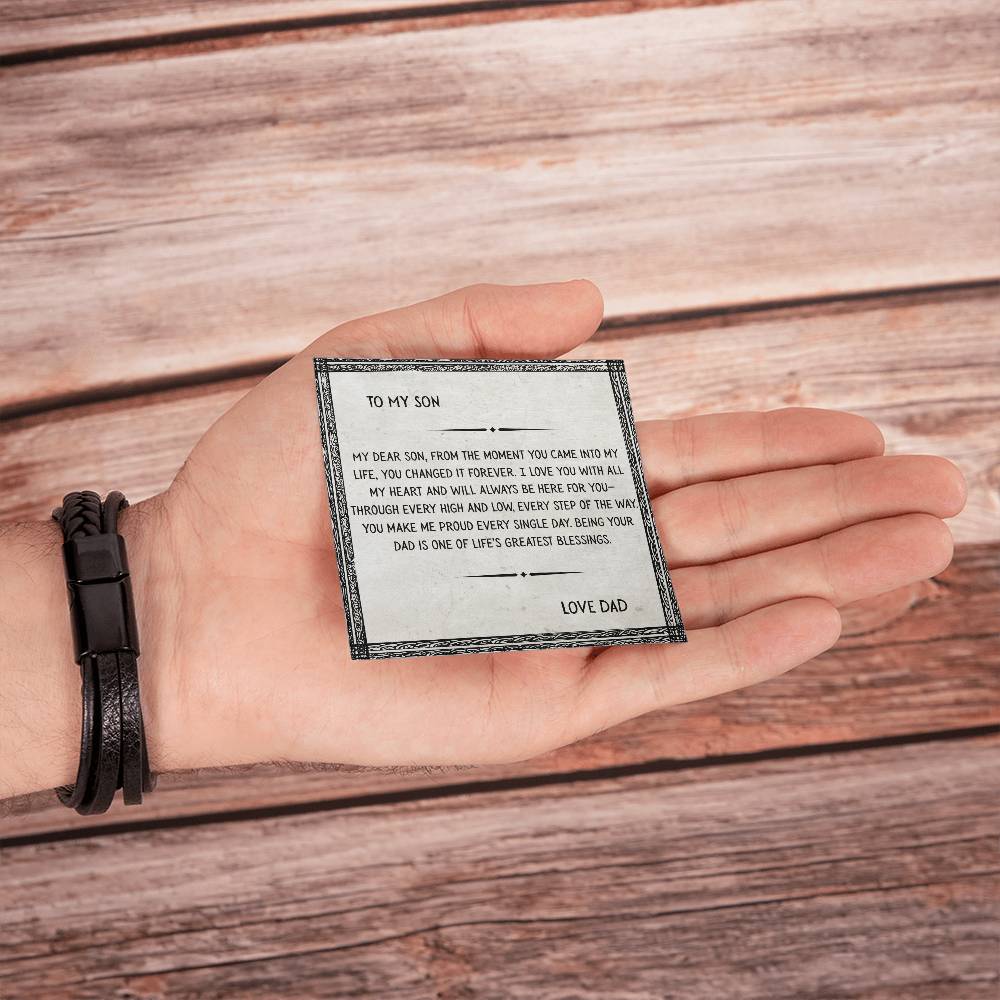 TO MY SON - LOVE DAD - CROSS BRACELET GIFT SET