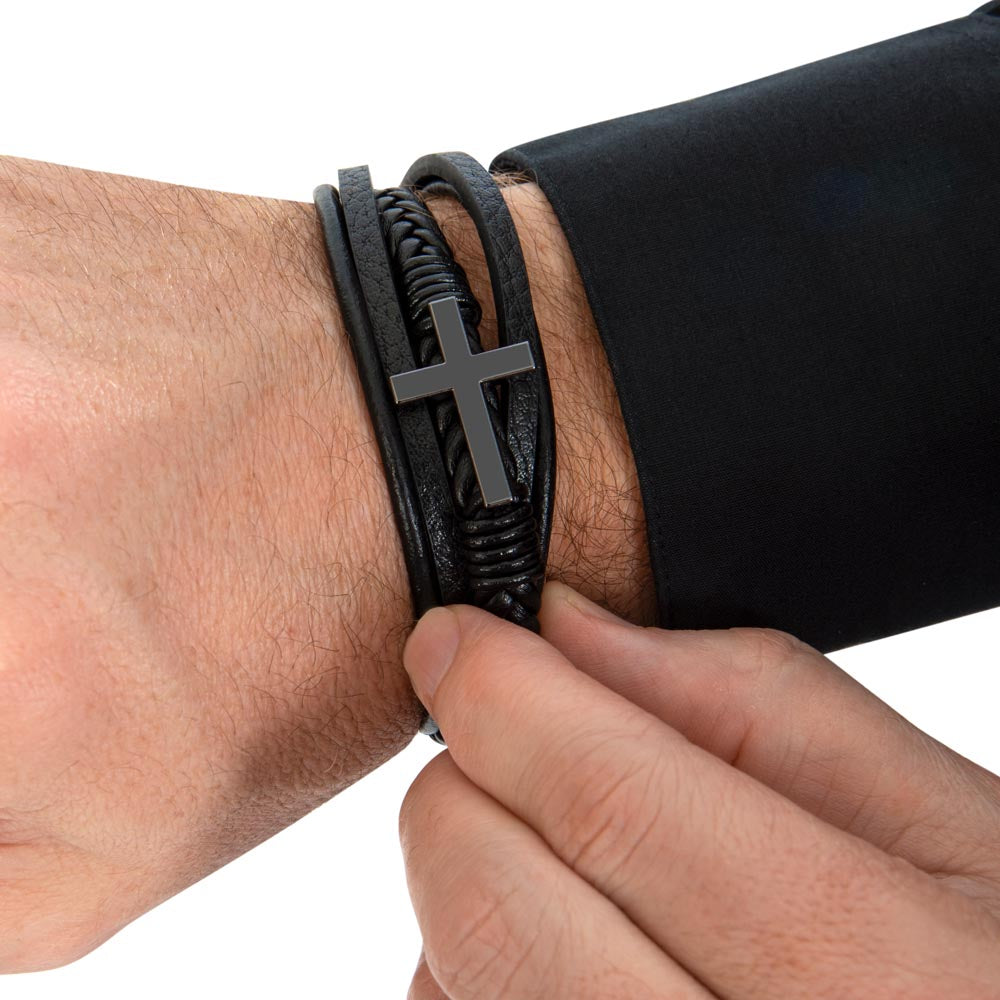 TO MY SON - LOVE DAD - CROSS BRACELET GIFT SET