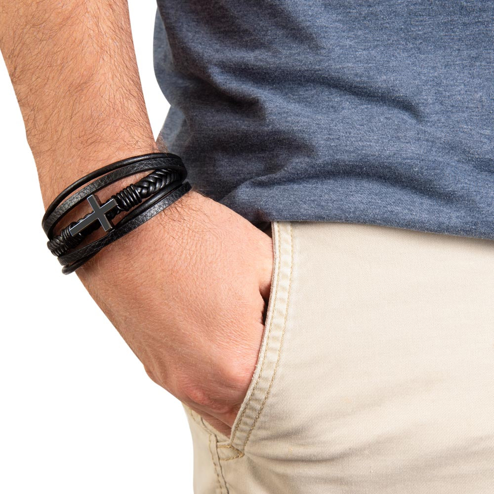 TO MY SON - LOVE DAD - CROSS BRACELET GIFT SET