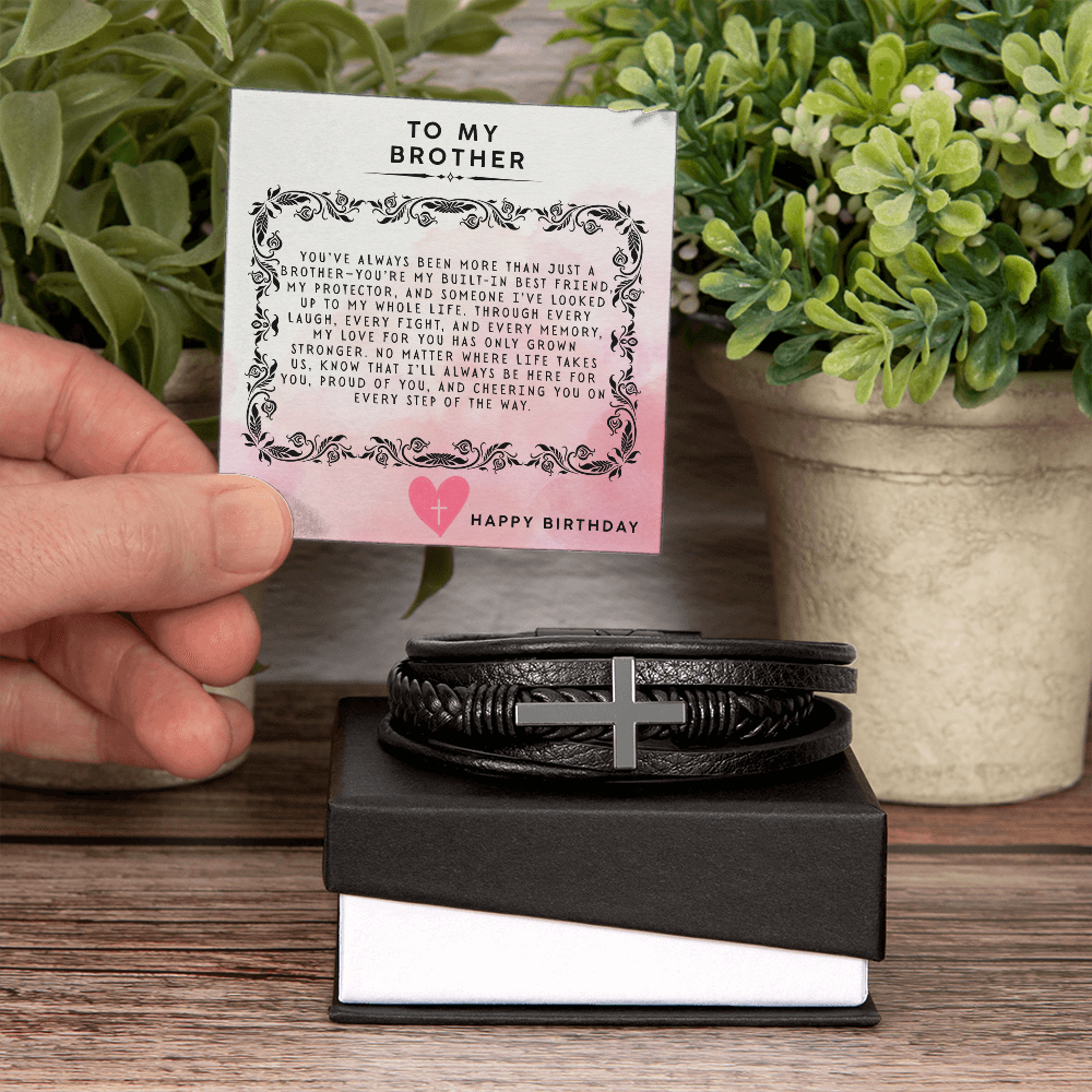 TO MY BROTHER - HAPPY BIRTHDAY - CROSS BRACELET GIFT SET