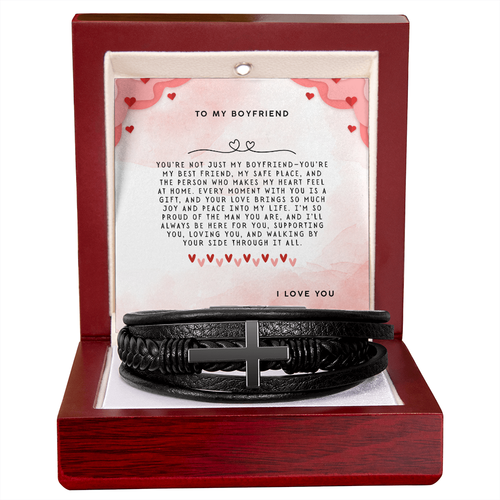 TO MY BOYFRIEND - I LOVE YOU - CROSS BRACELET GIFT SET