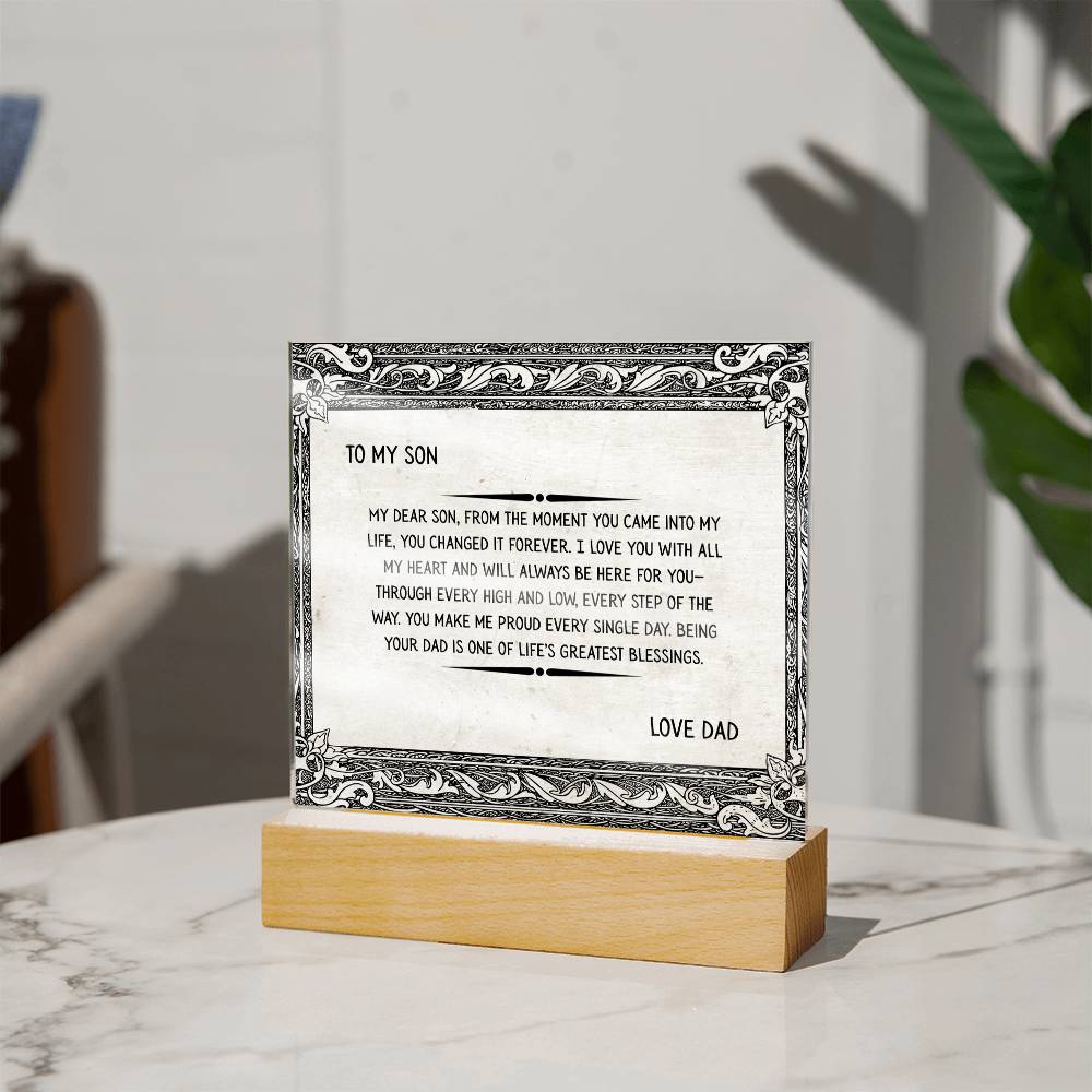 TO MY SON - LOVE DAD - ACRYLLIC LED GIFT