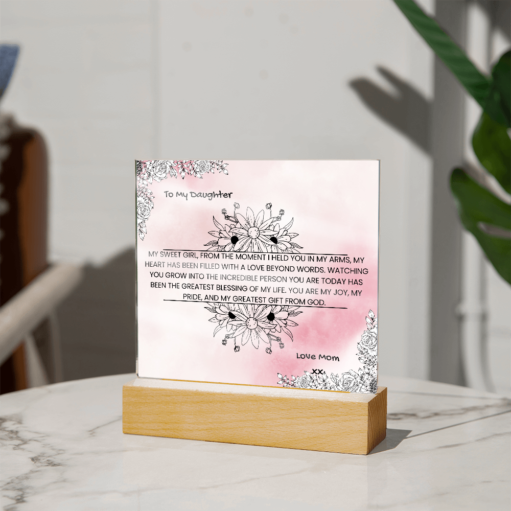 TO MY DAUGHTER - HAPPY BIRTHDAY - LOVE MOM - ACRYLLIC LED GIFT