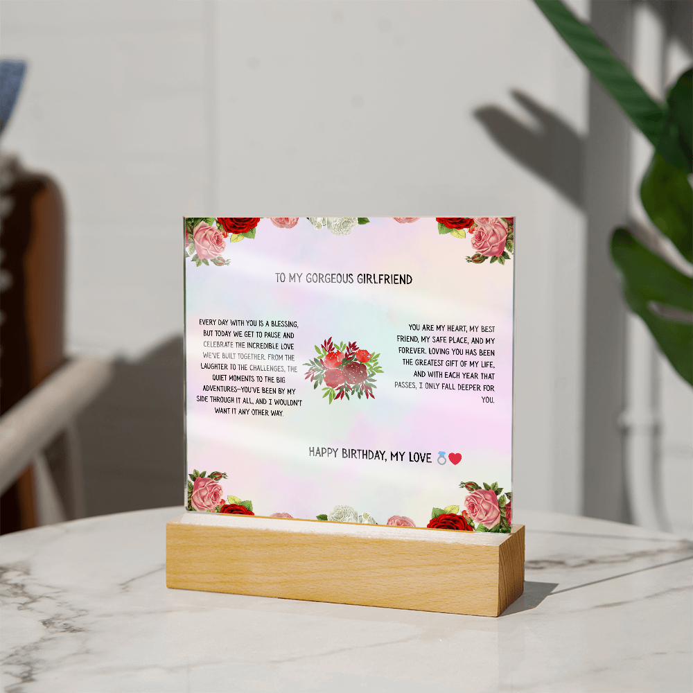 TO MY GORGEOUS GIRLFRIEND - HAPPY BIRTHDAY MY LOVE - ACRYLLIC LED GIFT