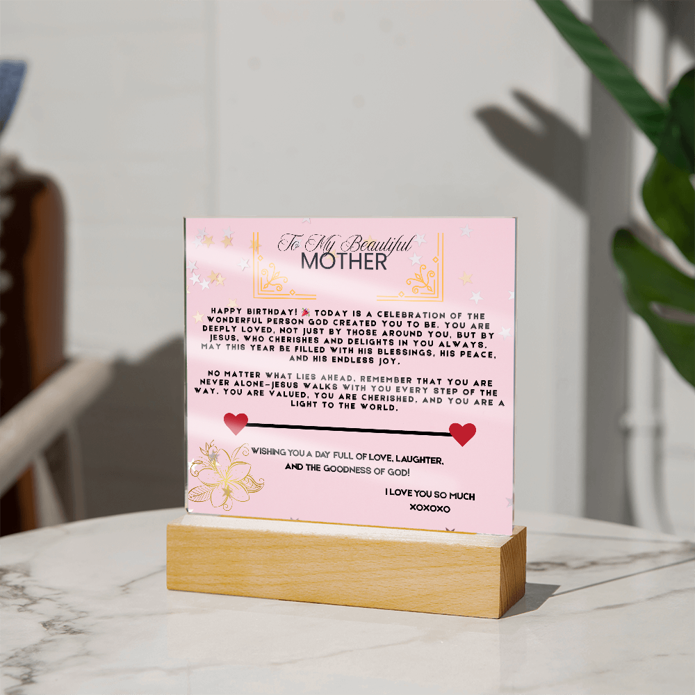 TO MY BEAUTIFUL MOTHER - I LOVE YOU SO MUCH - ACRYLLIC LED GIFT