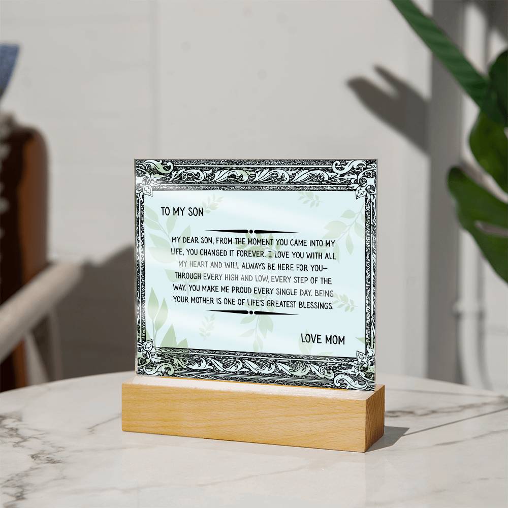 TO MY SON - LOVE MOM - ACYRLLIC LED GIFT