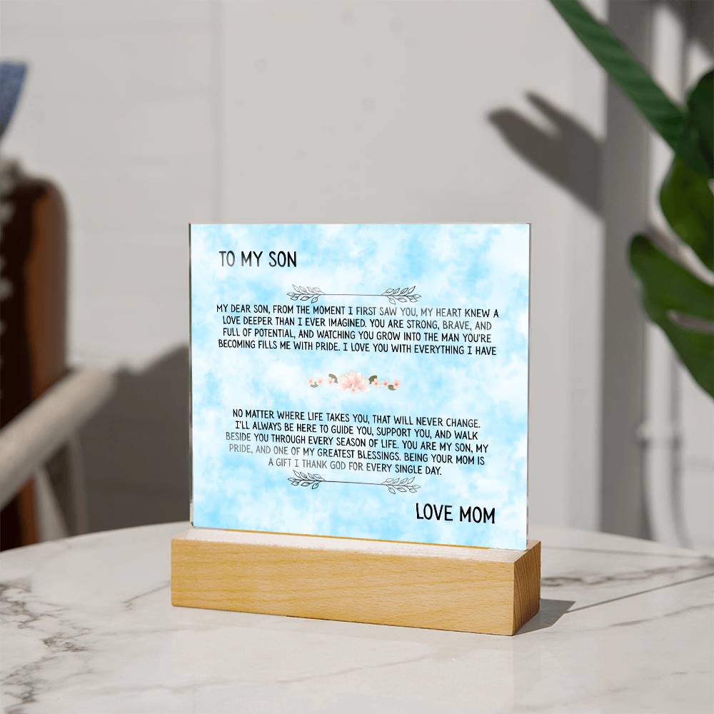 TO MY SON - LOVE MOM - ACRYLLIC LED GIFT