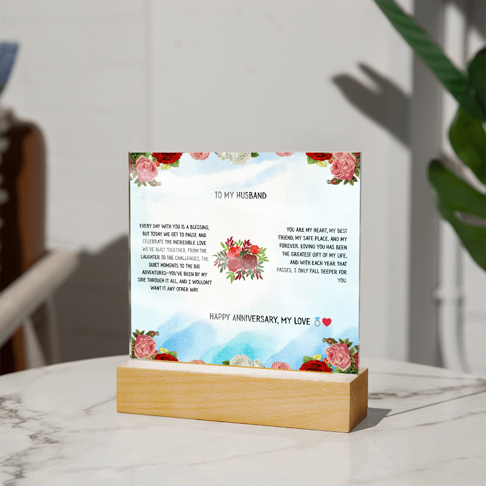 TO MY HUSBAND - HAPPY ANNIVERSARY MY LOVE - ACRYLLIC LED GIFT