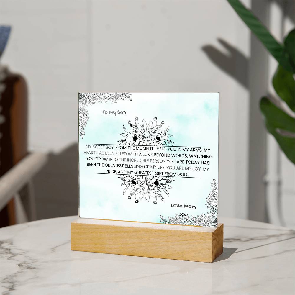 TO MY SON - LOVE MOM - ACRYLLIC LED GIFT