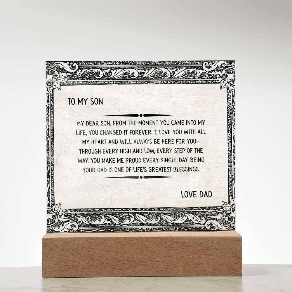 TO MY SON - LOVE DAD - ACRYLLIC LED GIFT