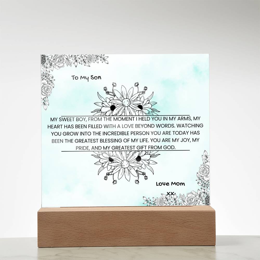 TO MY SON - LOVE MOM - ACRYLLIC LED GIFT