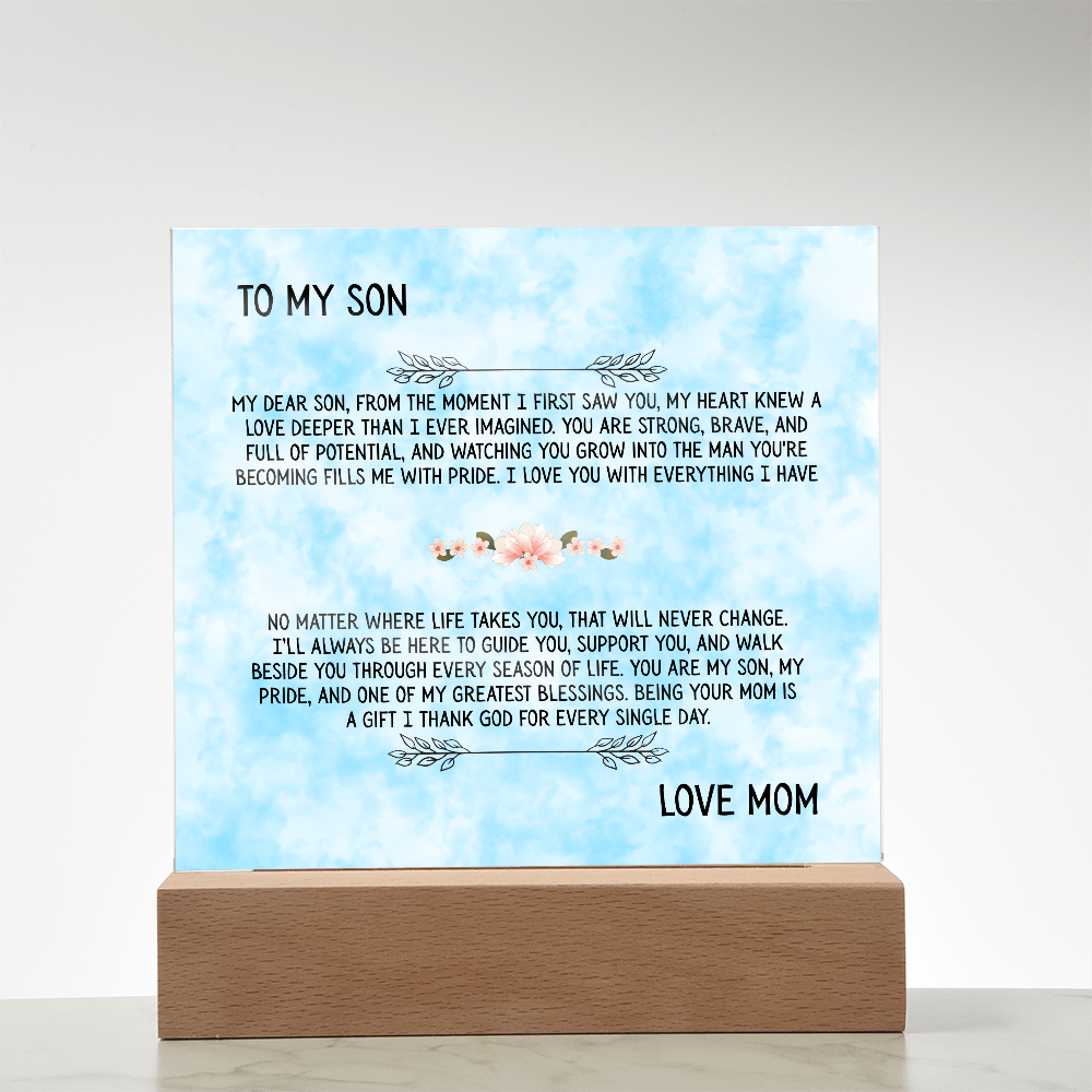 TO MY SON - LOVE MOM - ACRYLLIC LED GIFT