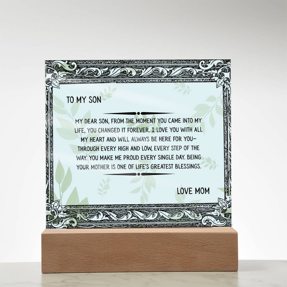 TO MY SON - LOVE MOM - ACYRLLIC LED GIFT