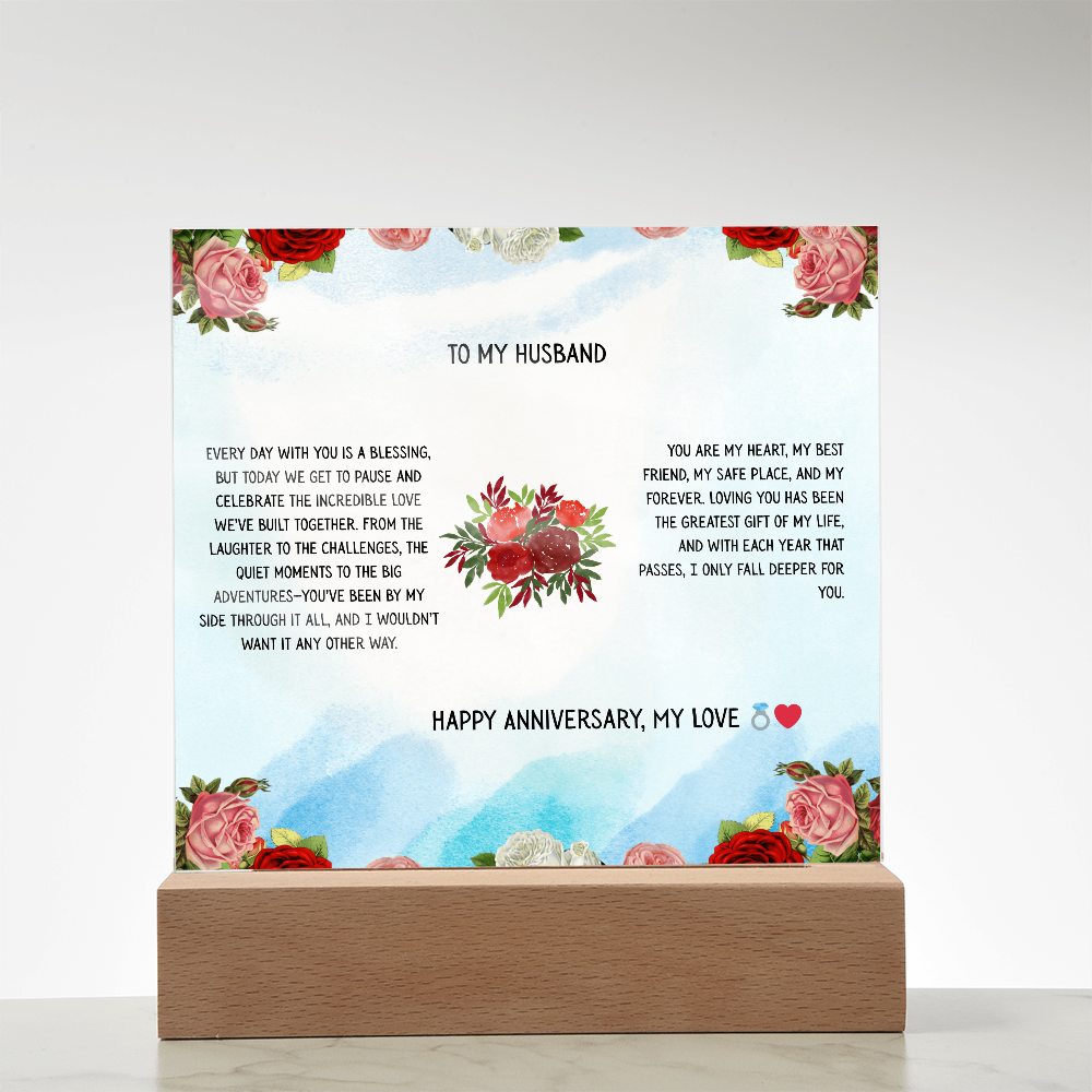 TO MY HUSBAND - HAPPY ANNIVERSARY MY LOVE - ACRYLLIC LED GIFT