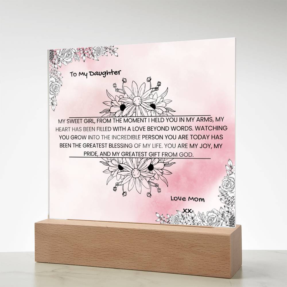 TO MY DAUGHTER - HAPPY BIRTHDAY - LOVE MOM - ACRYLLIC LED GIFT