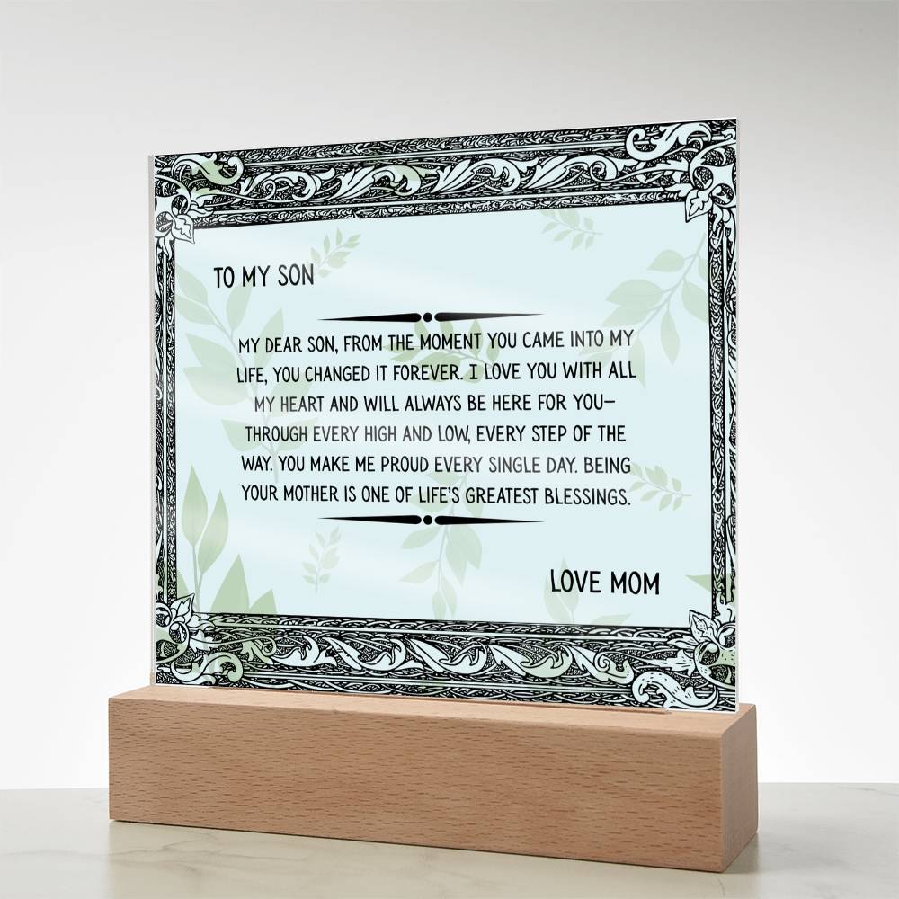 TO MY SON - LOVE MOM - ACYRLLIC LED GIFT