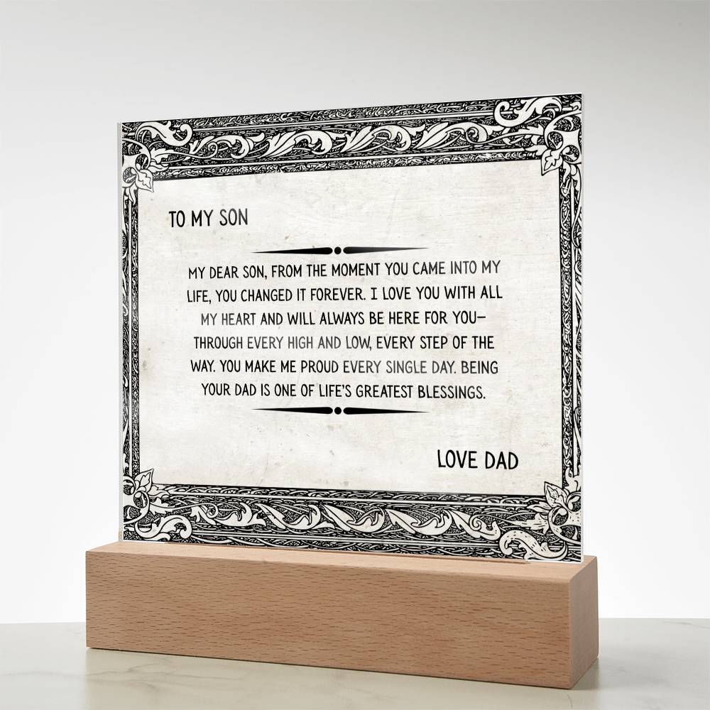 TO MY SON - LOVE DAD - ACRYLLIC LED GIFT