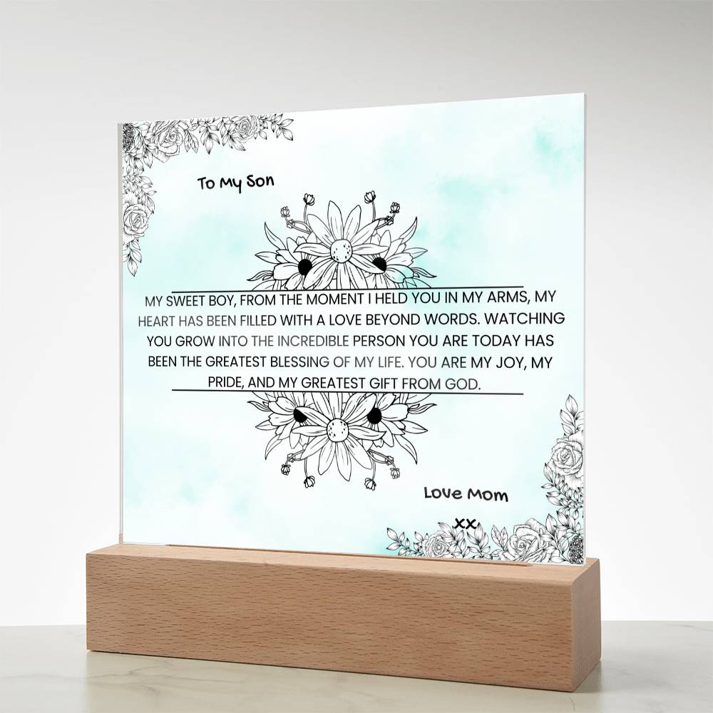 TO MY SON - LOVE MOM - ACRYLLIC LED GIFT