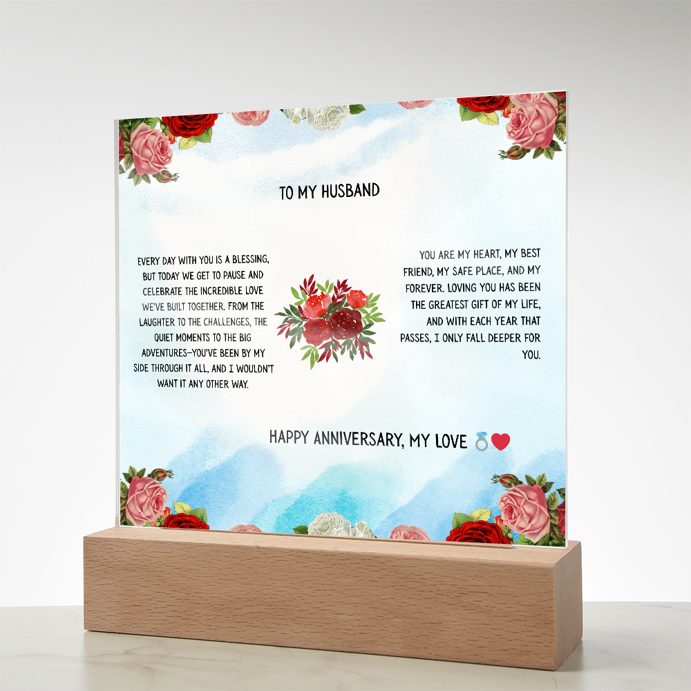TO MY HUSBAND - HAPPY ANNIVERSARY MY LOVE - ACRYLLIC LED GIFT