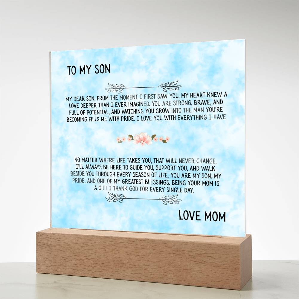 TO MY SON - LOVE MOM - ACRYLLIC LED GIFT