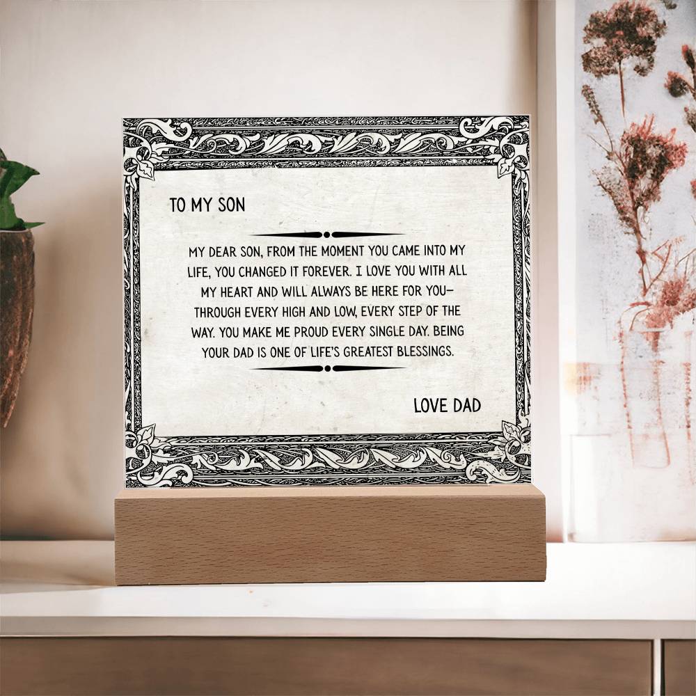 TO MY SON - LOVE DAD - ACRYLLIC LED GIFT