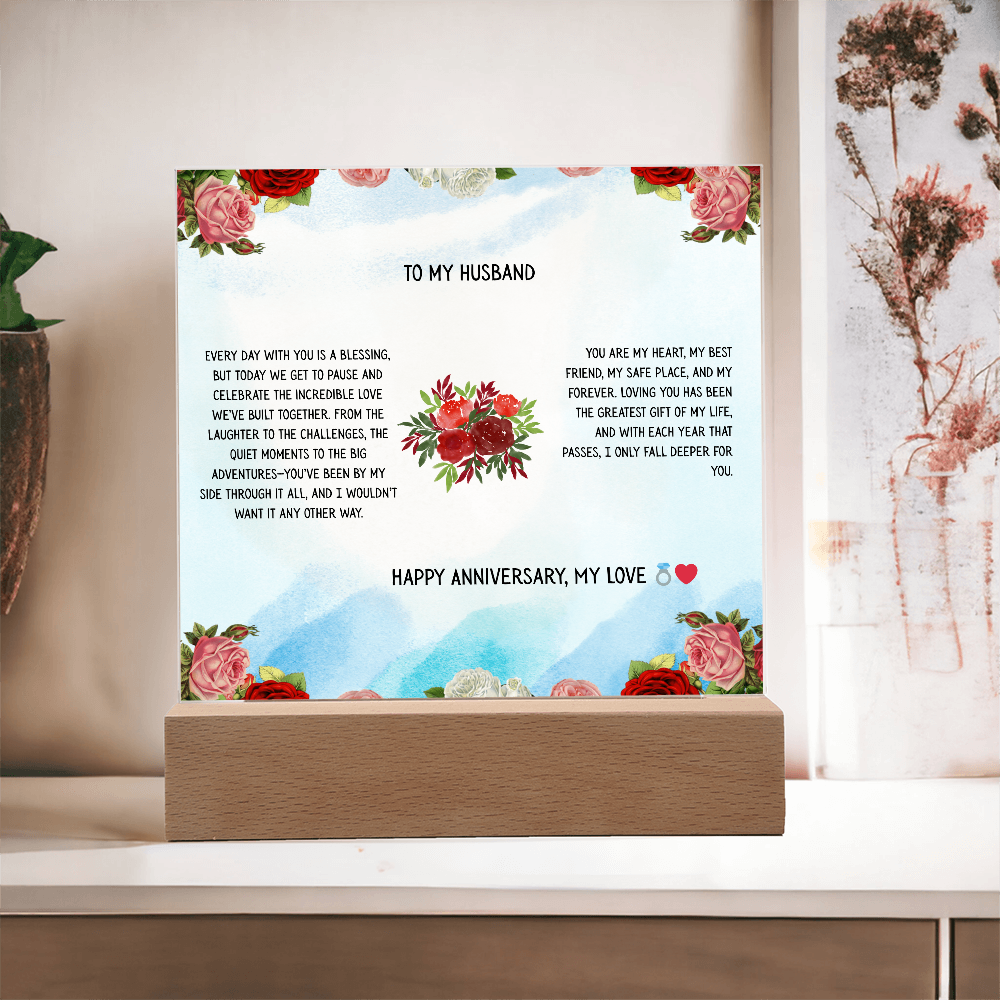 TO MY HUSBAND - HAPPY ANNIVERSARY MY LOVE - ACRYLLIC LED GIFT