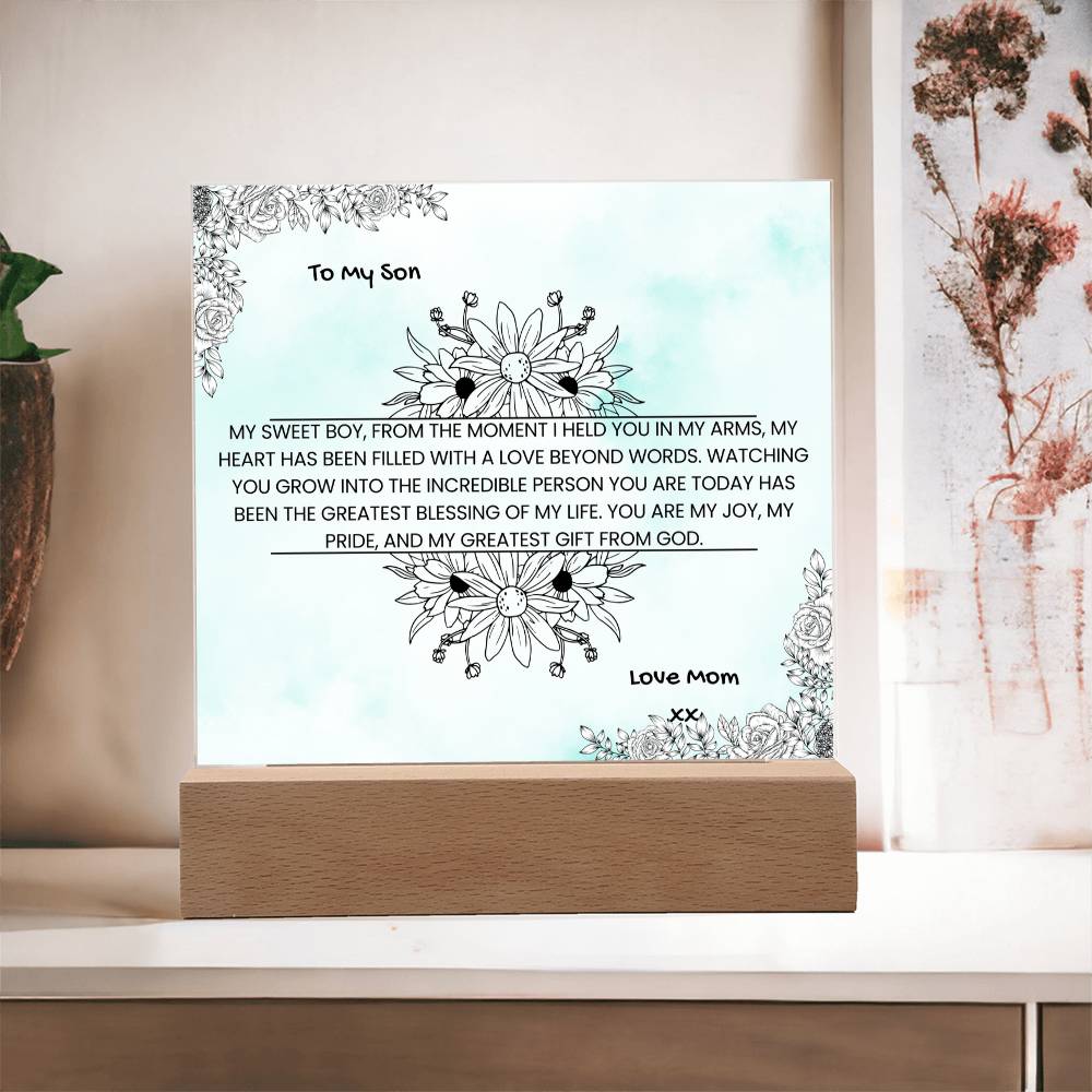 TO MY SON - LOVE MOM - ACRYLLIC LED GIFT