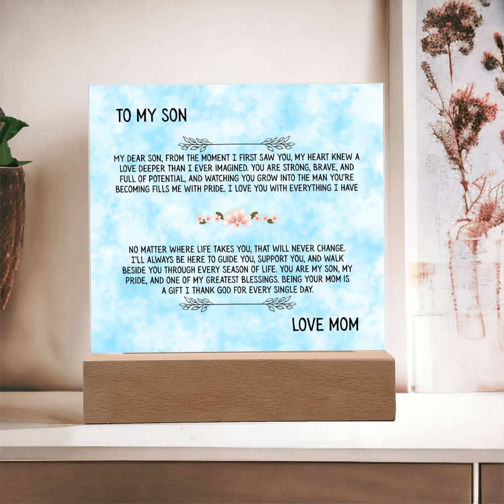 TO MY SON - LOVE MOM - ACRYLLIC LED GIFT
