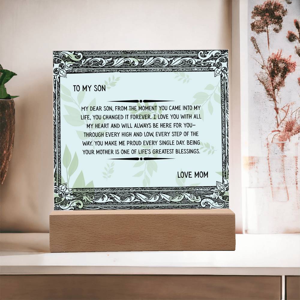 TO MY SON - LOVE MOM - ACYRLLIC LED GIFT