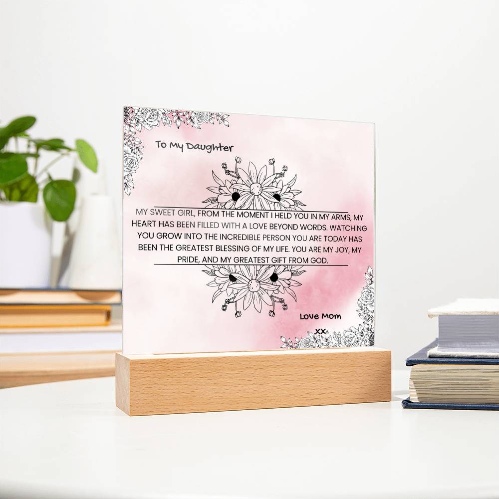 TO MY DAUGHTER - HAPPY BIRTHDAY - LOVE MOM - ACRYLLIC LED GIFT