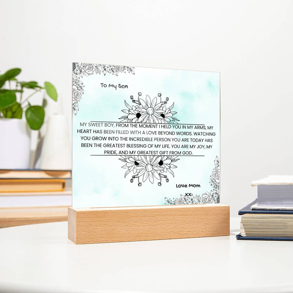 TO MY SON - LOVE MOM - ACRYLLIC LED GIFT