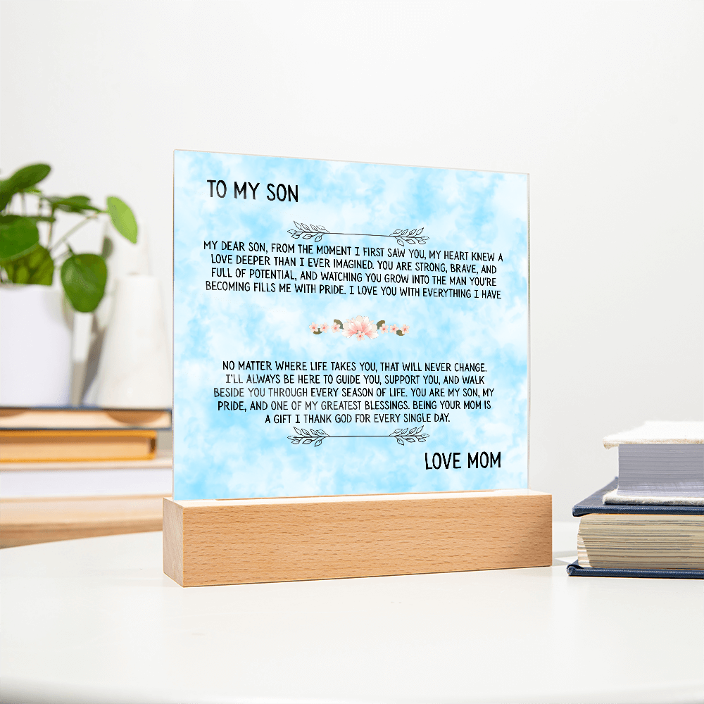 TO MY SON - LOVE MOM - ACRYLLIC LED GIFT