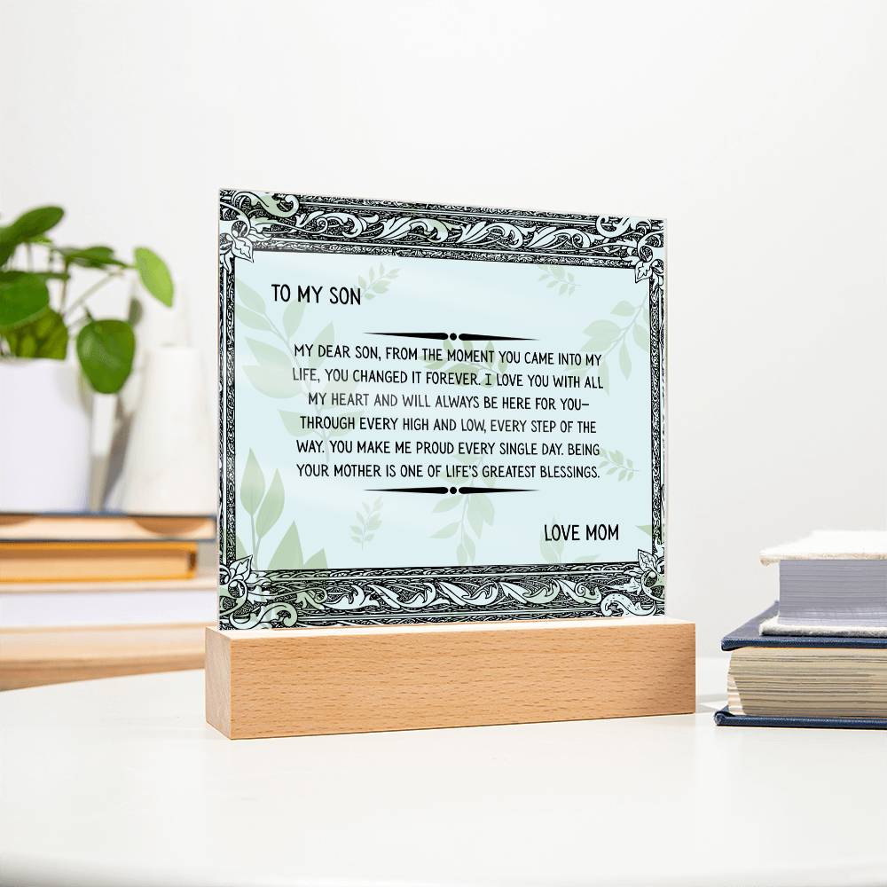 TO MY SON - LOVE MOM - ACYRLLIC LED GIFT