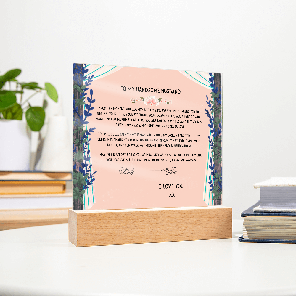 TO MY HANDSOME HUSBAND - I LOVE YOU - ACRYLLIC LED GIFT