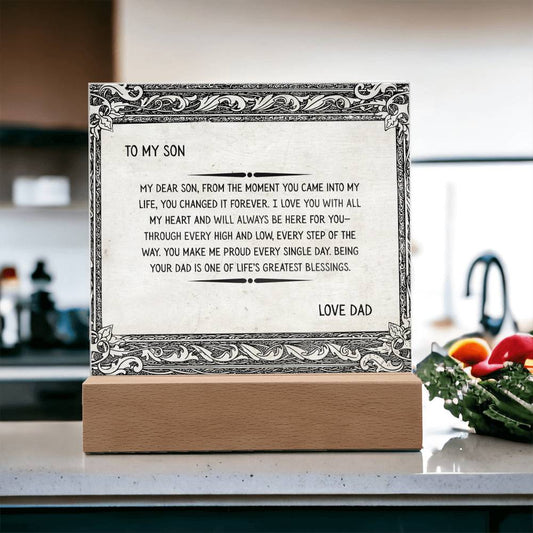 TO MY SON - LOVE DAD - ACRYLLIC LED GIFT