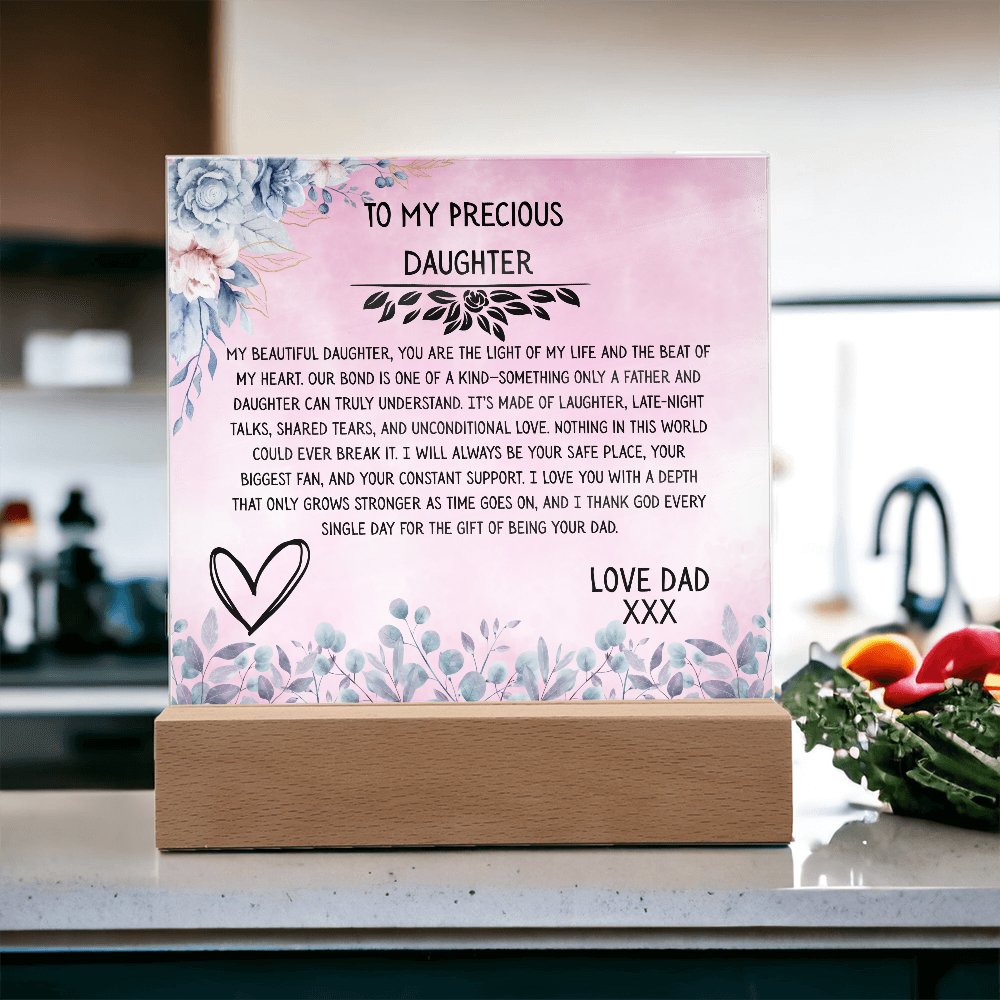 TO MY PRECIOUS DAUGHTER - LOVE DAD - ACRYLLIC LED GIFT