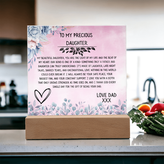 TO MY PRECIOUS DAUGHTER - LOVE DAD - ACRYLLIC LED GIFT