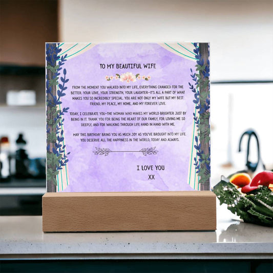 TO MY BEAUTIFUL WIFE - I LOVE YOU - ACRYLLIC LED GIFT