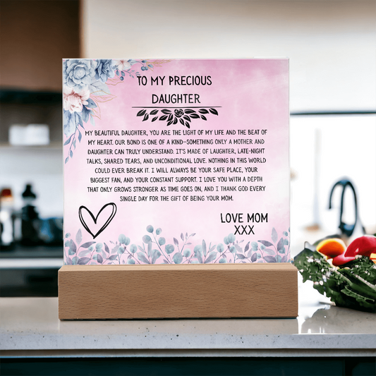 TO MY PRECIOUS DAUGHTER - LOVE MOM - ACRYLLIC LED GIFT