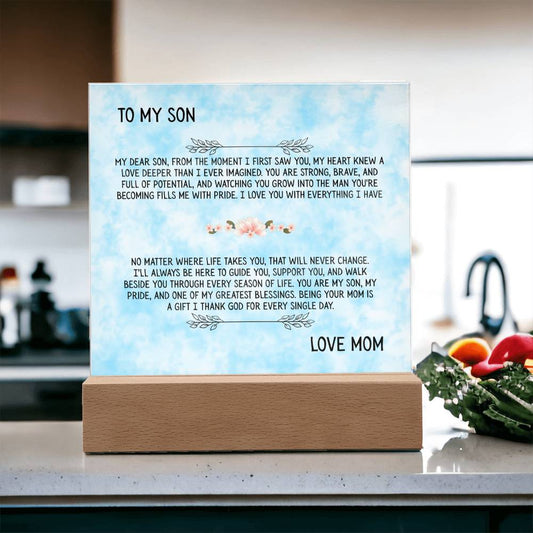 TO MY SON - LOVE MOM - ACRYLLIC LED GIFT