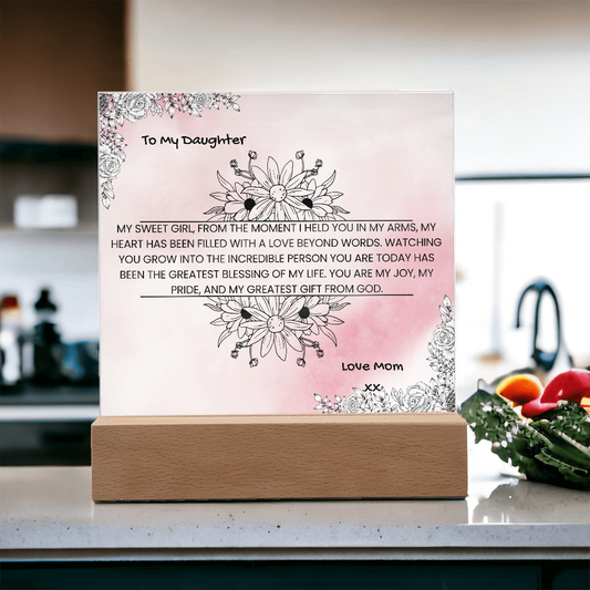 TO MY DAUGHTER - HAPPY BIRTHDAY - LOVE MOM - ACRYLLIC LED GIFT