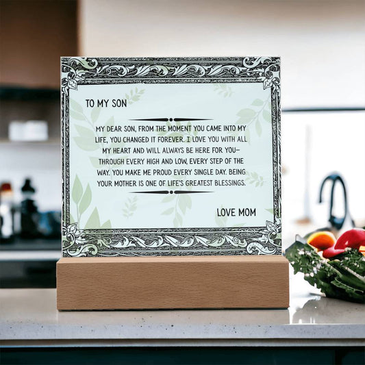 TO MY SON - LOVE MOM - ACYRLLIC LED GIFT
