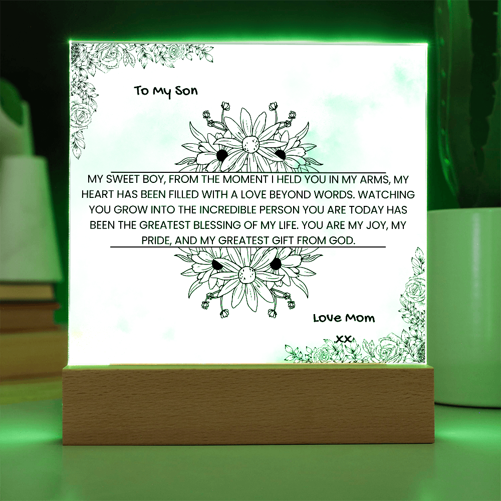 TO MY SON - LOVE MOM - ACRYLLIC LED GIFT