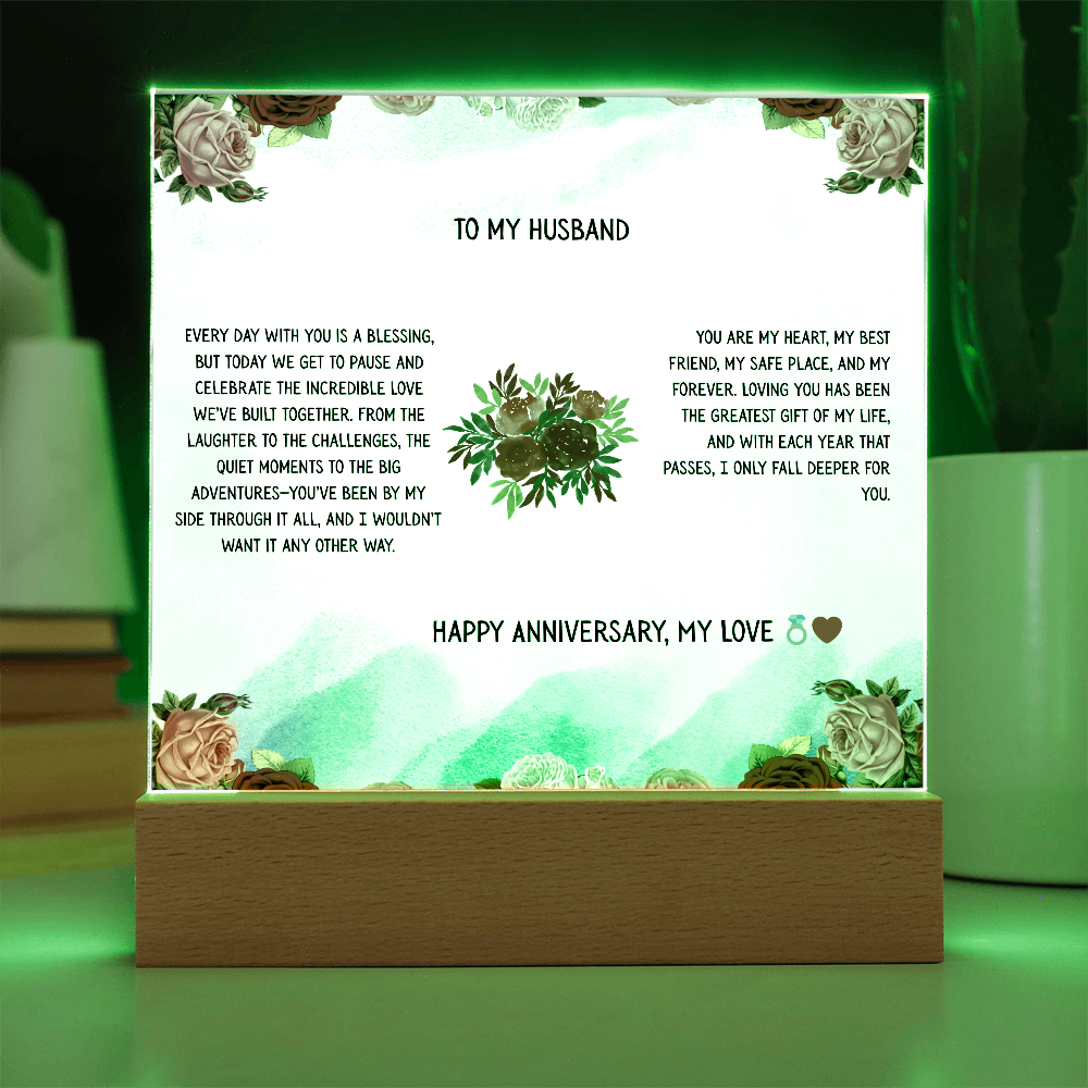 TO MY HUSBAND - HAPPY ANNIVERSARY MY LOVE - ACRYLLIC LED GIFT