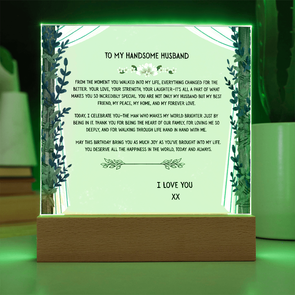 TO MY HANDSOME HUSBAND - I LOVE YOU - ACRYLLIC LED GIFT