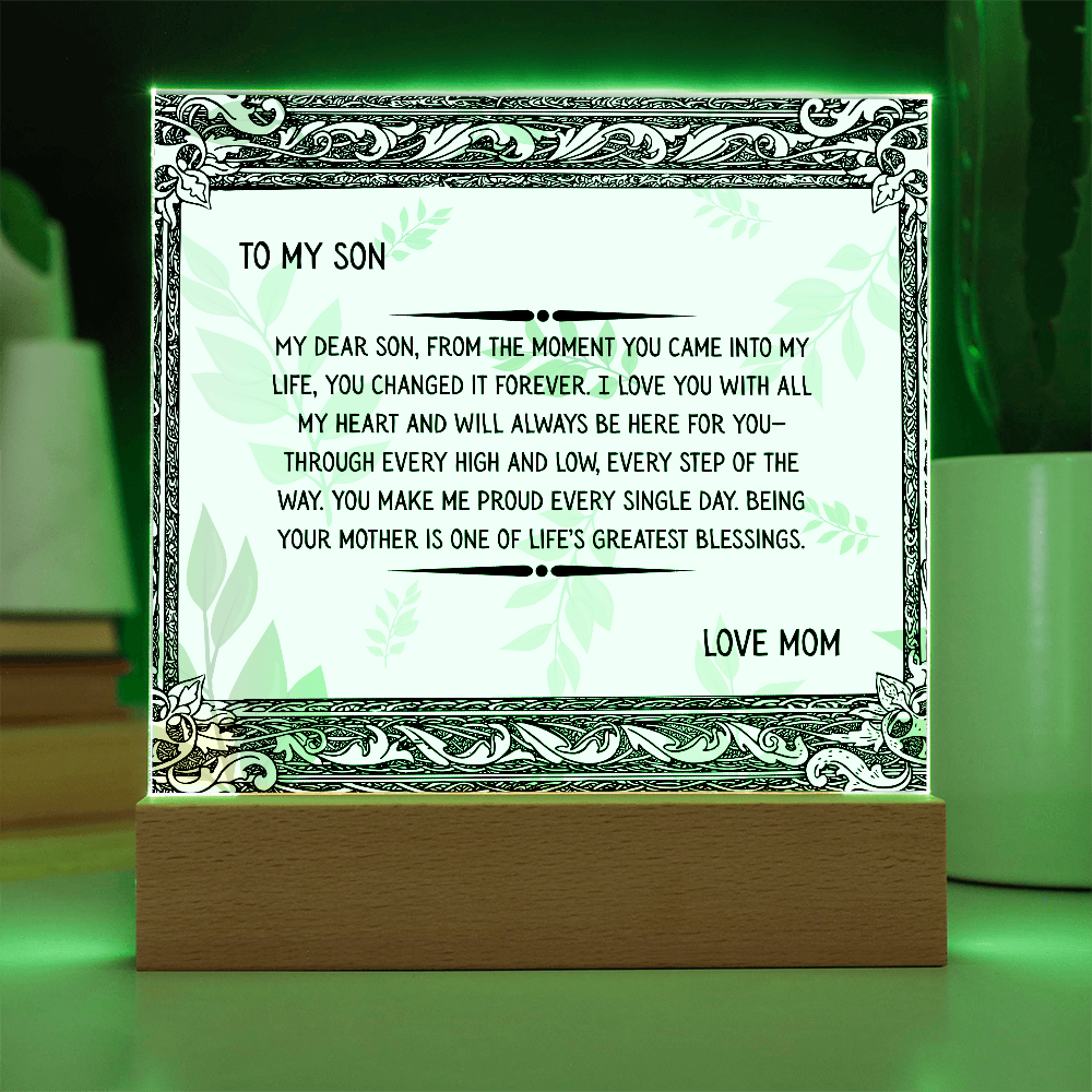 TO MY SON - LOVE MOM - ACYRLLIC LED GIFT