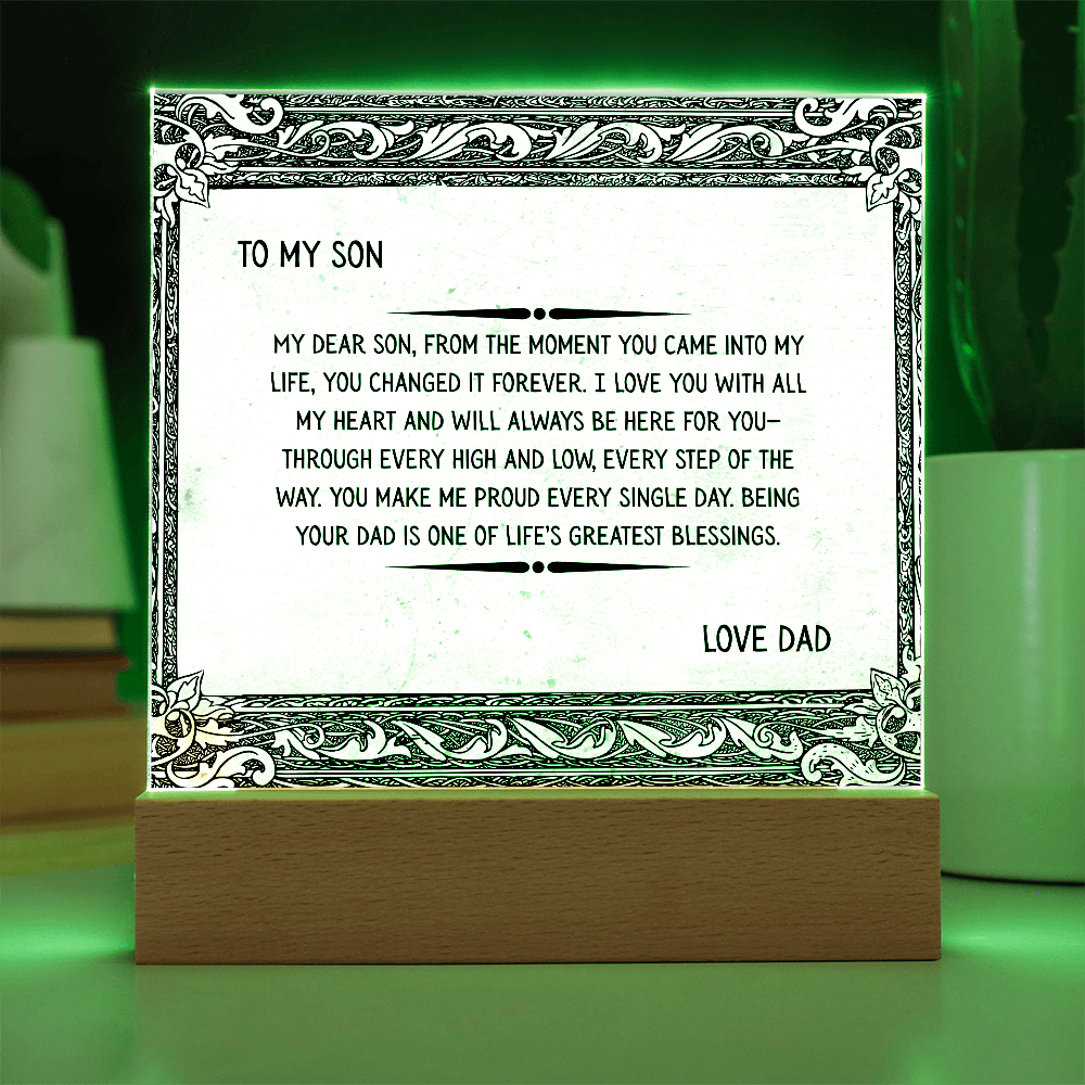 TO MY SON - LOVE DAD - ACRYLLIC LED GIFT