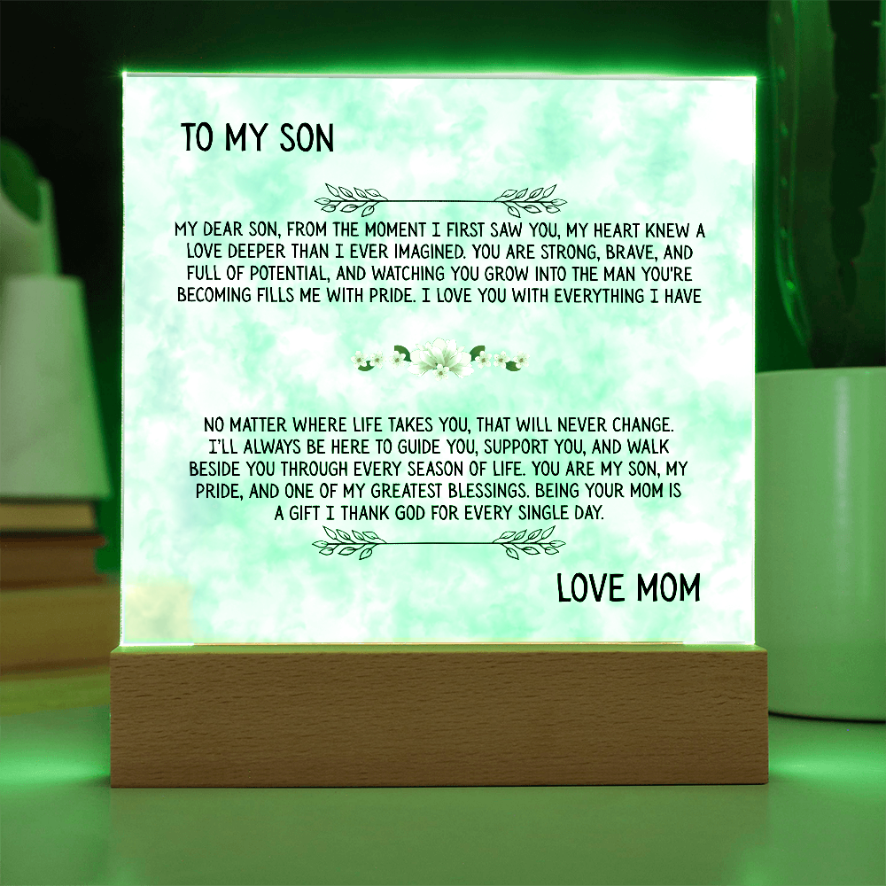 TO MY SON - LOVE MOM - ACRYLLIC LED GIFT