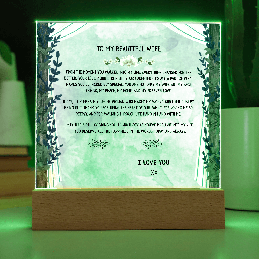 TO MY BEAUTIFUL WIFE - I LOVE YOU - ACRYLLIC LED GIFT